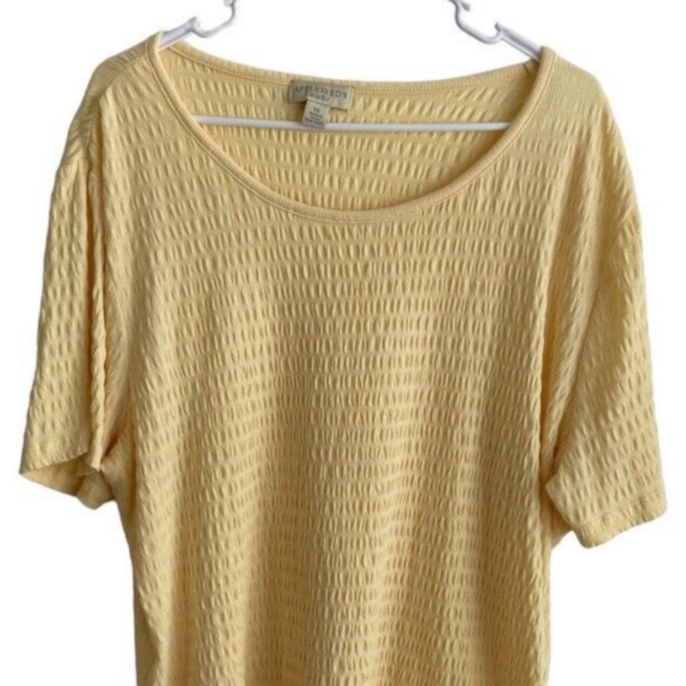 Appleseeds Womens Top Short Sleeves Sz 1X Cotton Blend Yellow